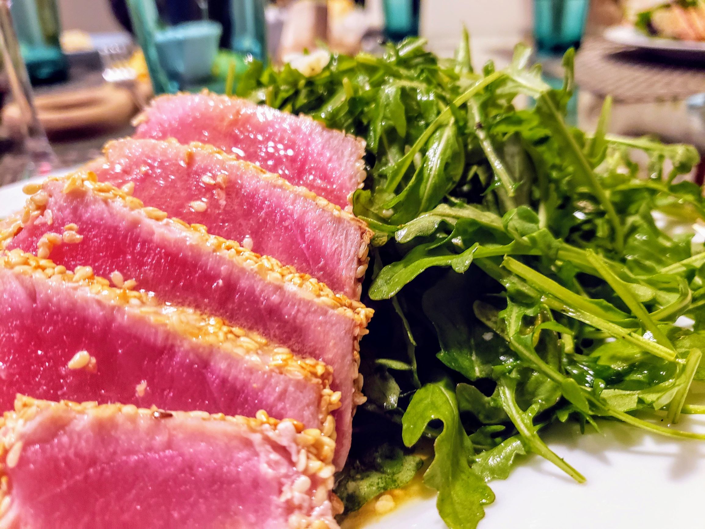 Seared Tuna and Arugula Salad with Wasabi Sauce Sweet Zivile